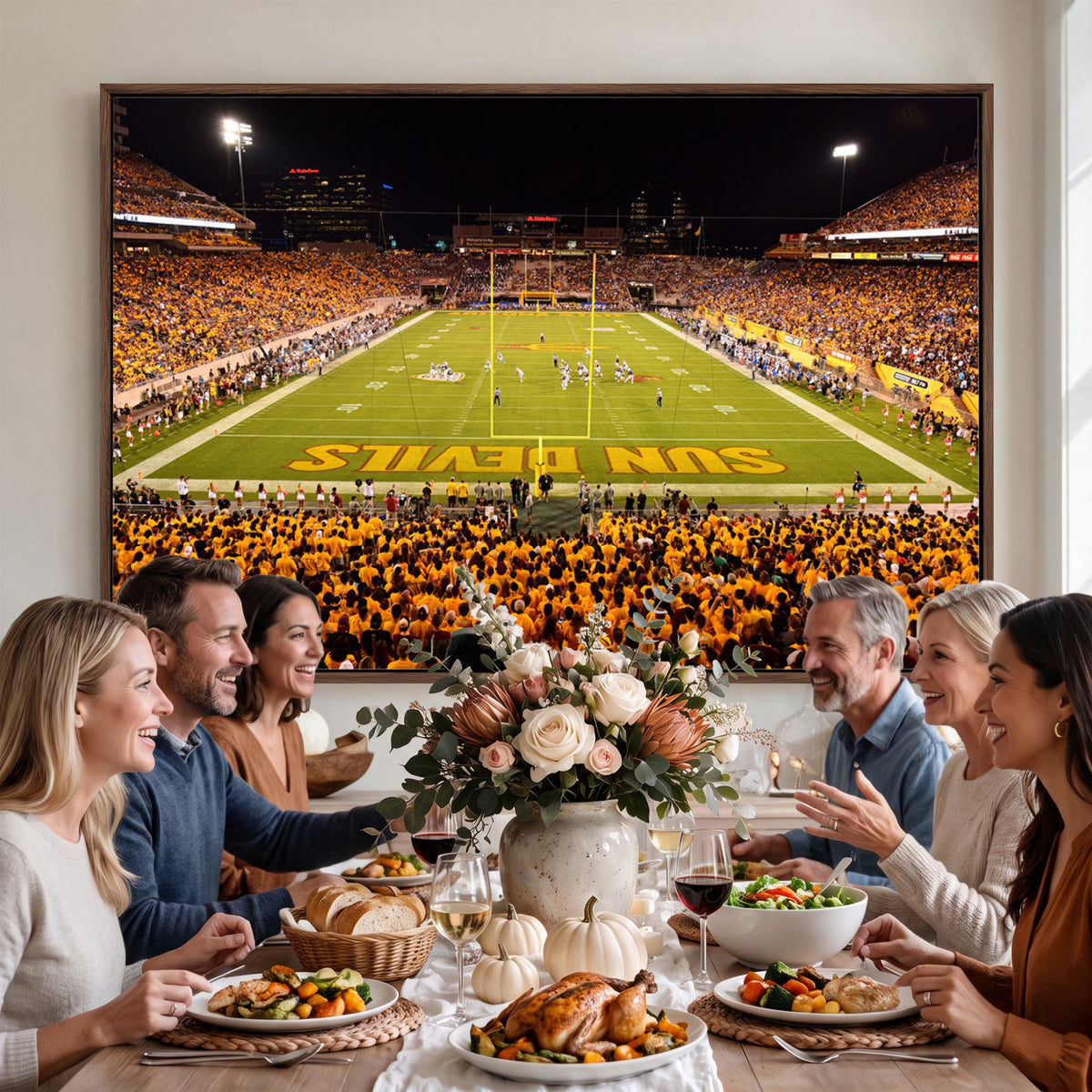 21588-MGV-CV-36X24 - ASU Sun Devils Football Team Print - Phoenix Mountain America Stadium Wall Art Canvas Print