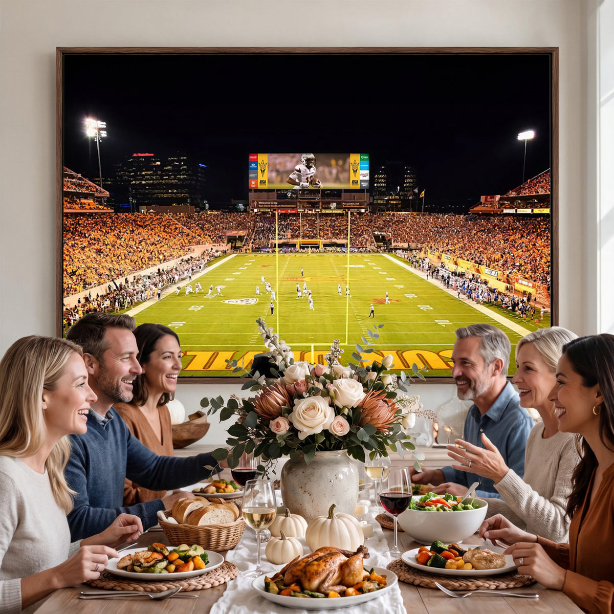 87612-MGV-CV-36X24 - ASU Sun Devils Football Team Print - Phoenix Mountain America Stadium Canvas Print