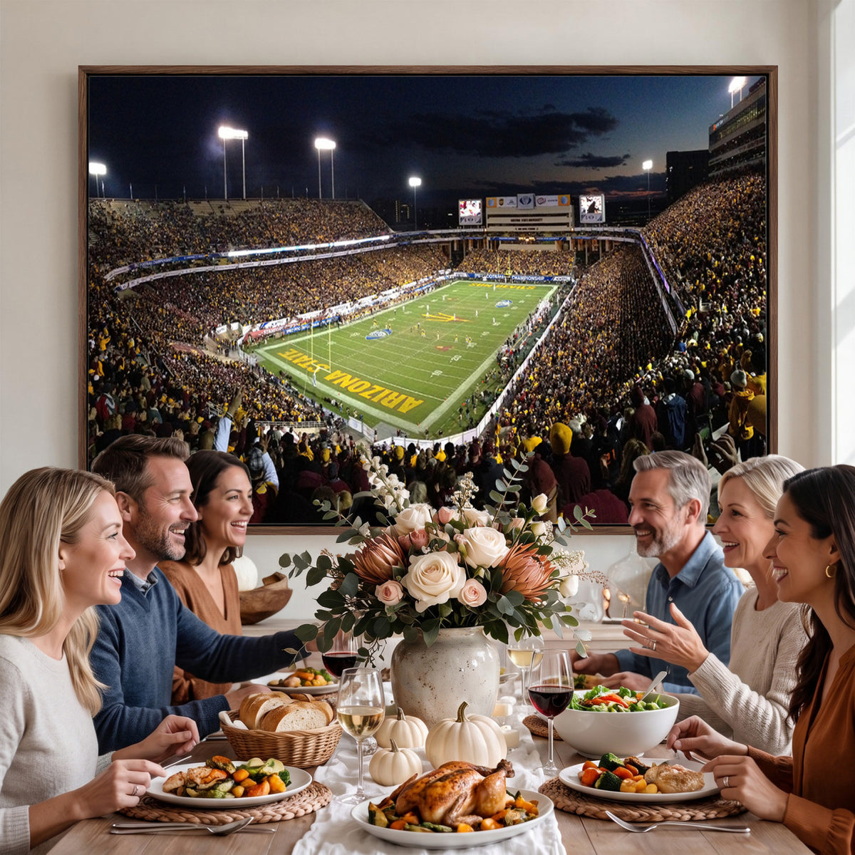 75716-MGV-CV-36X24 - ASU Sun Devils Football Team Print Canvas - Phoenix Mountain America Stadium Wall Art Canvas Print