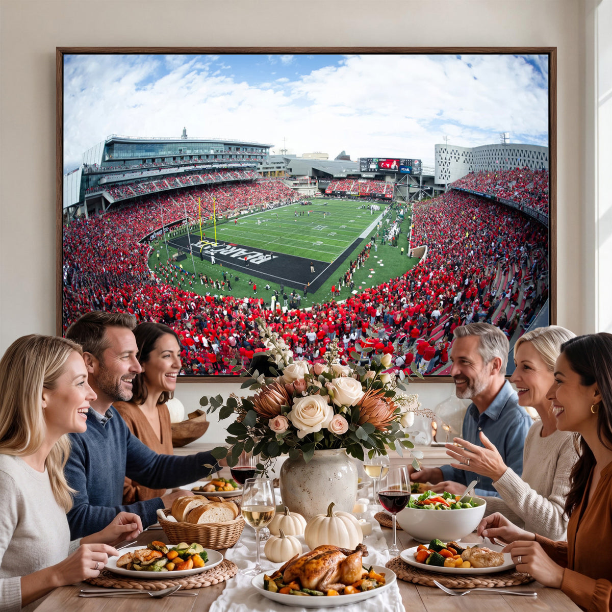 54070-MGV-CV-36X24 - Cincinnati Bearcats Football Team Print - Nippert Stadium Wall Art Canvas Print