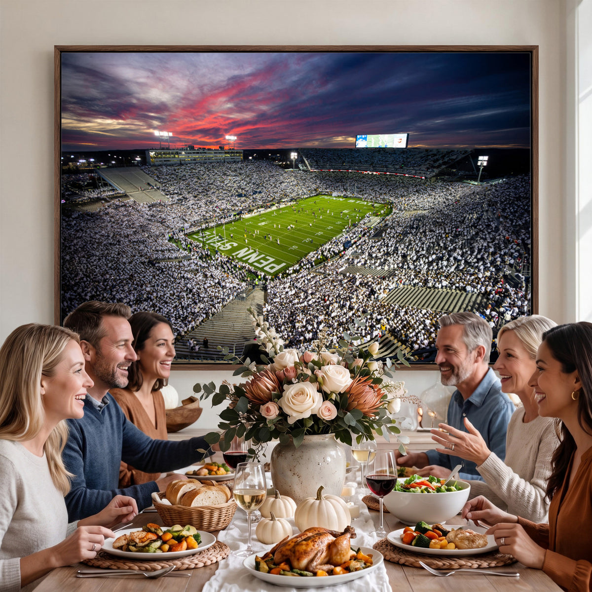 37304-MGV-CV-36X24 - Penn State Nittany Lions Football Team Print - University Park Beaver Stadium Art Canvas Print