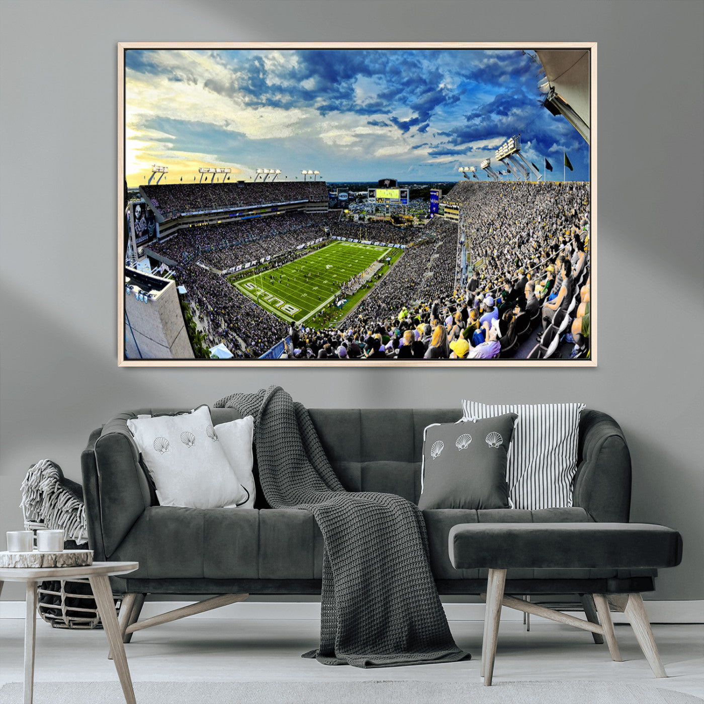 MGV-FC-36X24 - Framed USF Bulls Football Team Print - Tampa Raymond James Stadium Wall Art Canvas Print