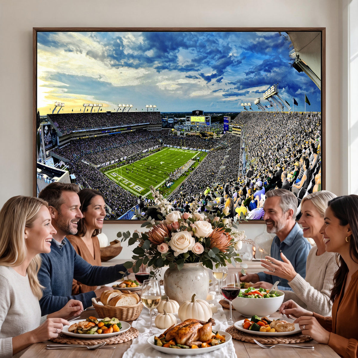 23788-MGV-CV-36X24 - Framed USF Bulls Football Team Print - Tampa Raymond James Stadium Wall Art Canvas Print