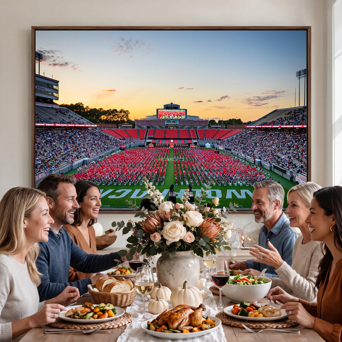 35266-MGV-CV-36X24 - NC State Wolfpack Football Team Print Wall Art - Raleigh Carter-Finley Stadium Wall Art Canvas Print