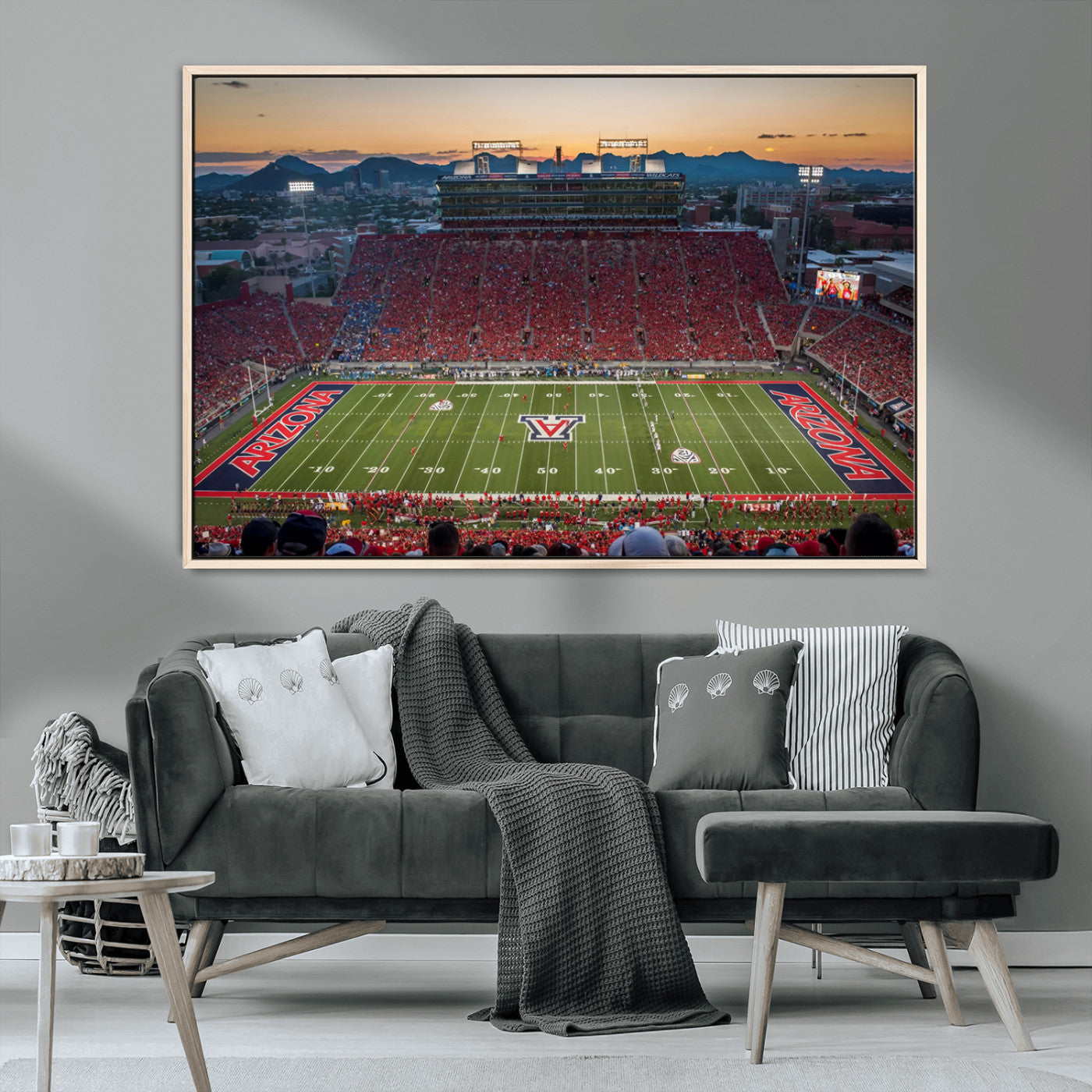 MGV-FC-36X24 - Arizona Wildcats Football Team Print - Tucson Arizona Stadium Wall Art Canvas Print