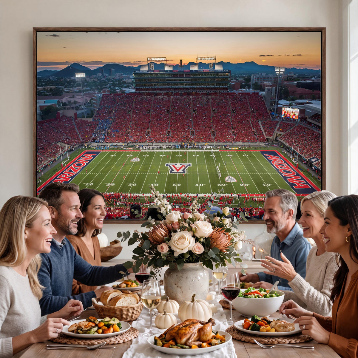 45563-MGV-CV-36X24 - Arizona Wildcats Football Team Print - Tucson Arizona Stadium Wall Art Canvas Print