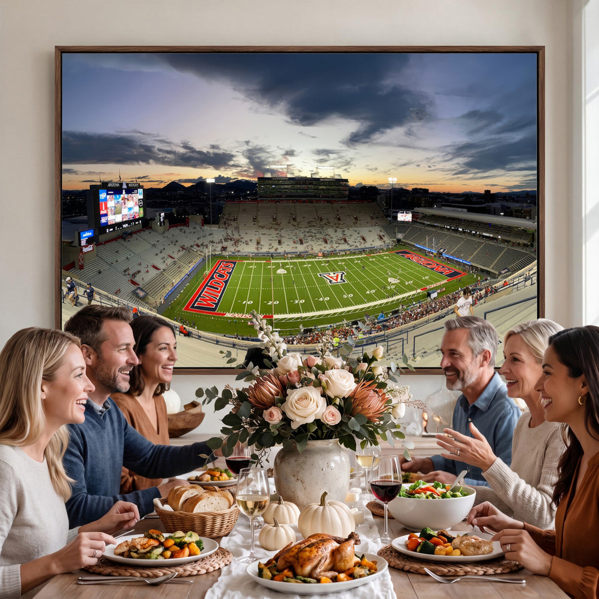 24339-MGV-CV-36X24 - Arizona Wildcats Football Team Print - Tucson Arizona Stadium Wall Art Canvas Print