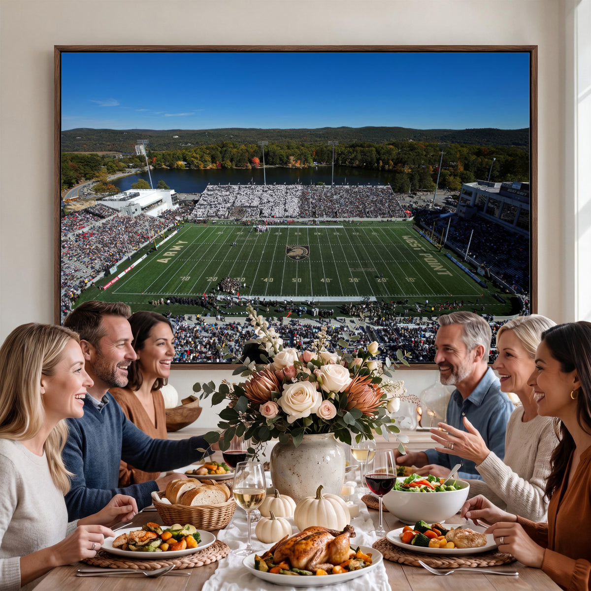 52056-MGV-CV-36X24 - Army Black Knights Football Team Print - West Point Michie Stadium Wall Art Canvas Print