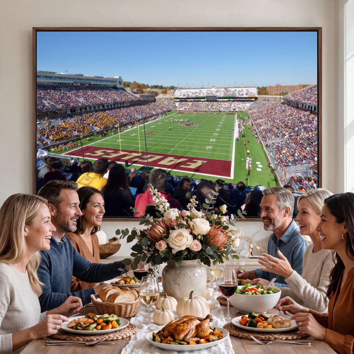 78117-MGV-CV-36X24 - Boston College Eagles Football Team Print - Boston Alumni Stadium Wall Art Canvas Print