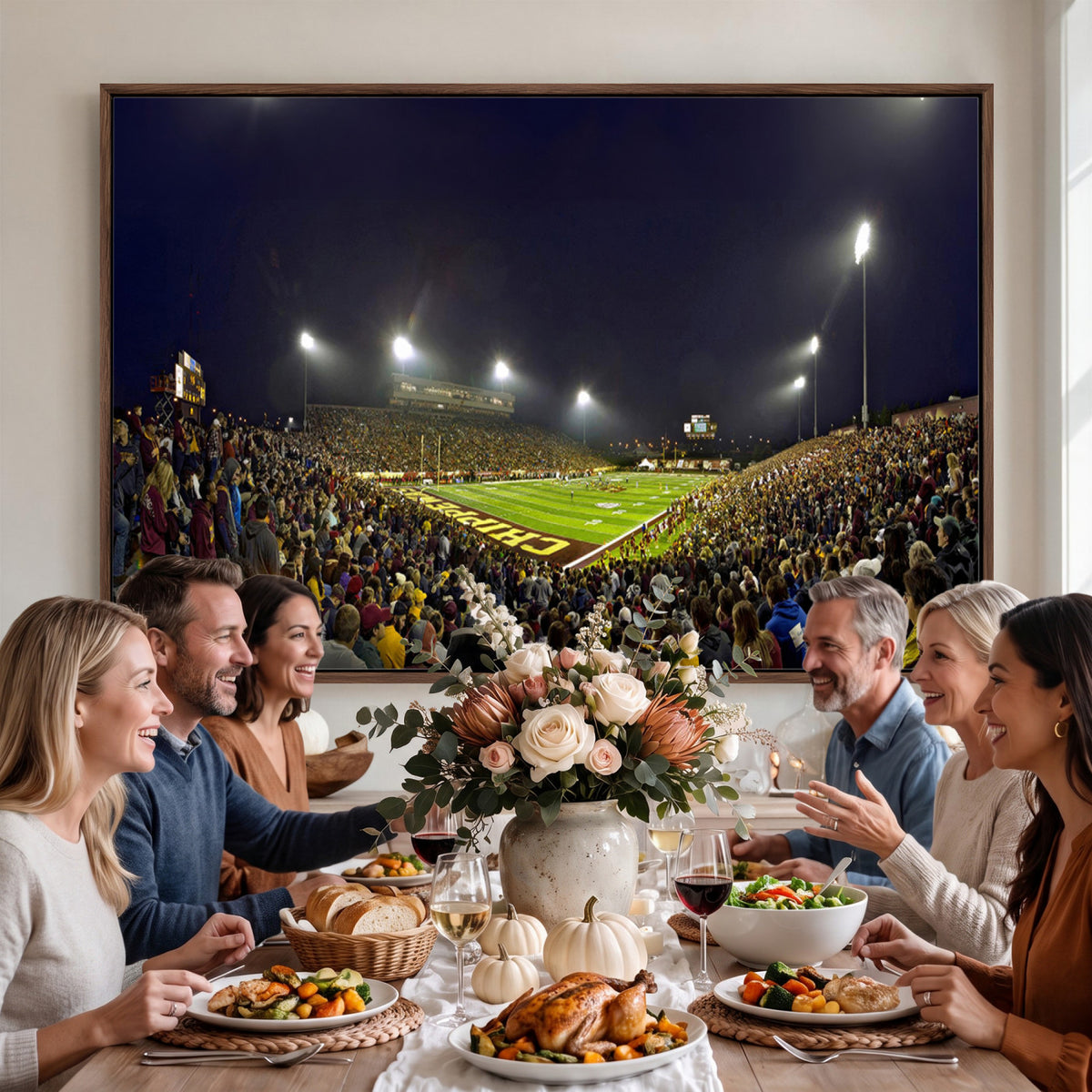 45619-MGV-CV-36X24 - Central Michigan University Chippewas Canvas Wall Art, Football Team Print - Mount Pleasant