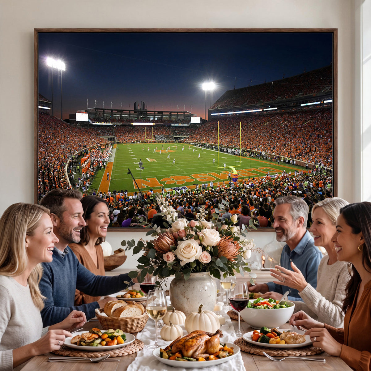 32340-MGV-CV-36X24 - Clemson University Tigers Art Print, Football Team Print