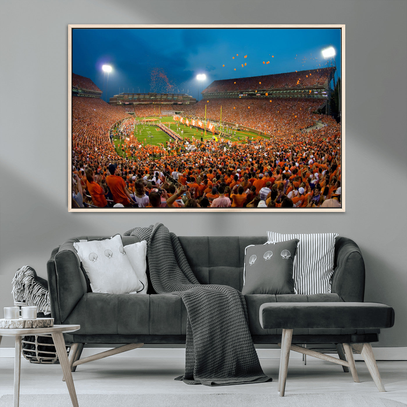 MGV-FC-36X24 - Clemson University Tigers Football Team Print - Clemson Memorial Stadium Wall Art Canvas Print