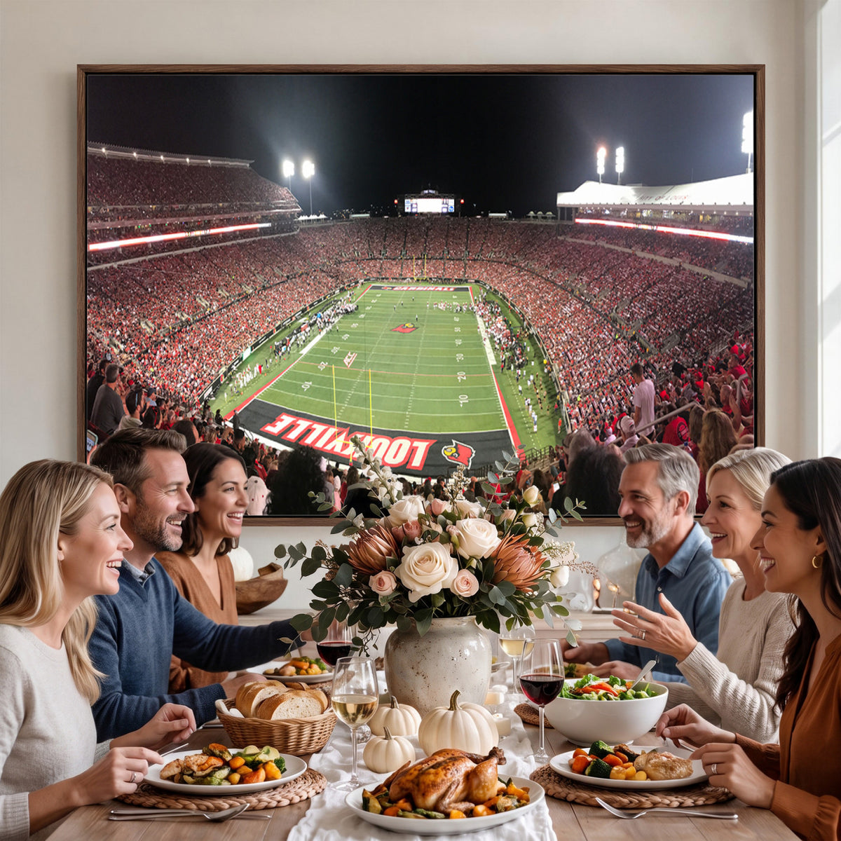 51251-PAN-FL-20X10 - University of Louisville Cardinals Football Team Print - Louisville Cardinal Stadium Wall Art Canvas