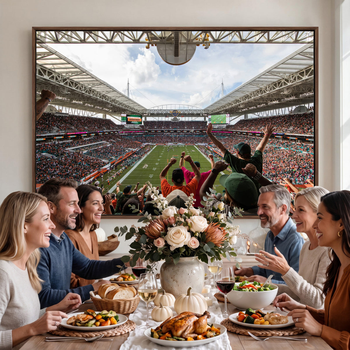 66239-PAN-FL-20X10 - Miami Hurricanes Football Team Wall Art Print - Miami Hard Rock Stadium Wall Art Canvas Print