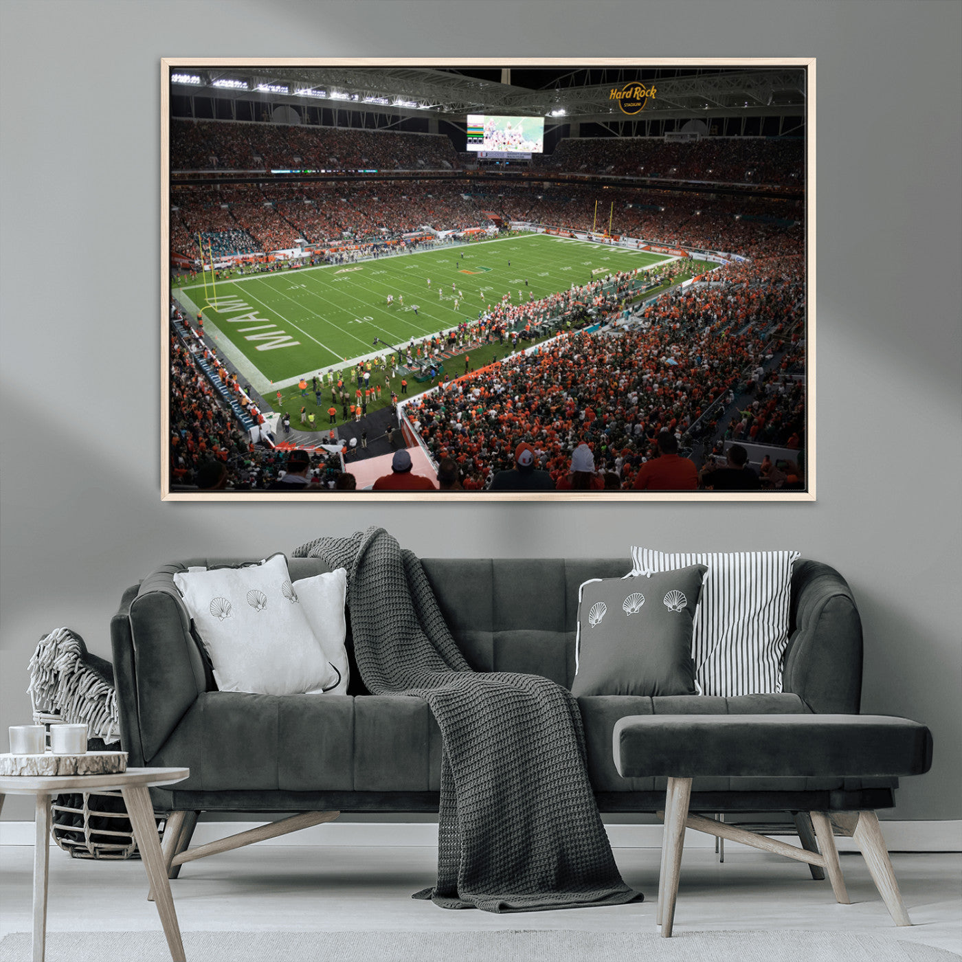 MGV-FC-36X24 - Miami Hurricanes Football Team Print Canvas- Miami Hard Rock Stadium Wall Art Canvas Print