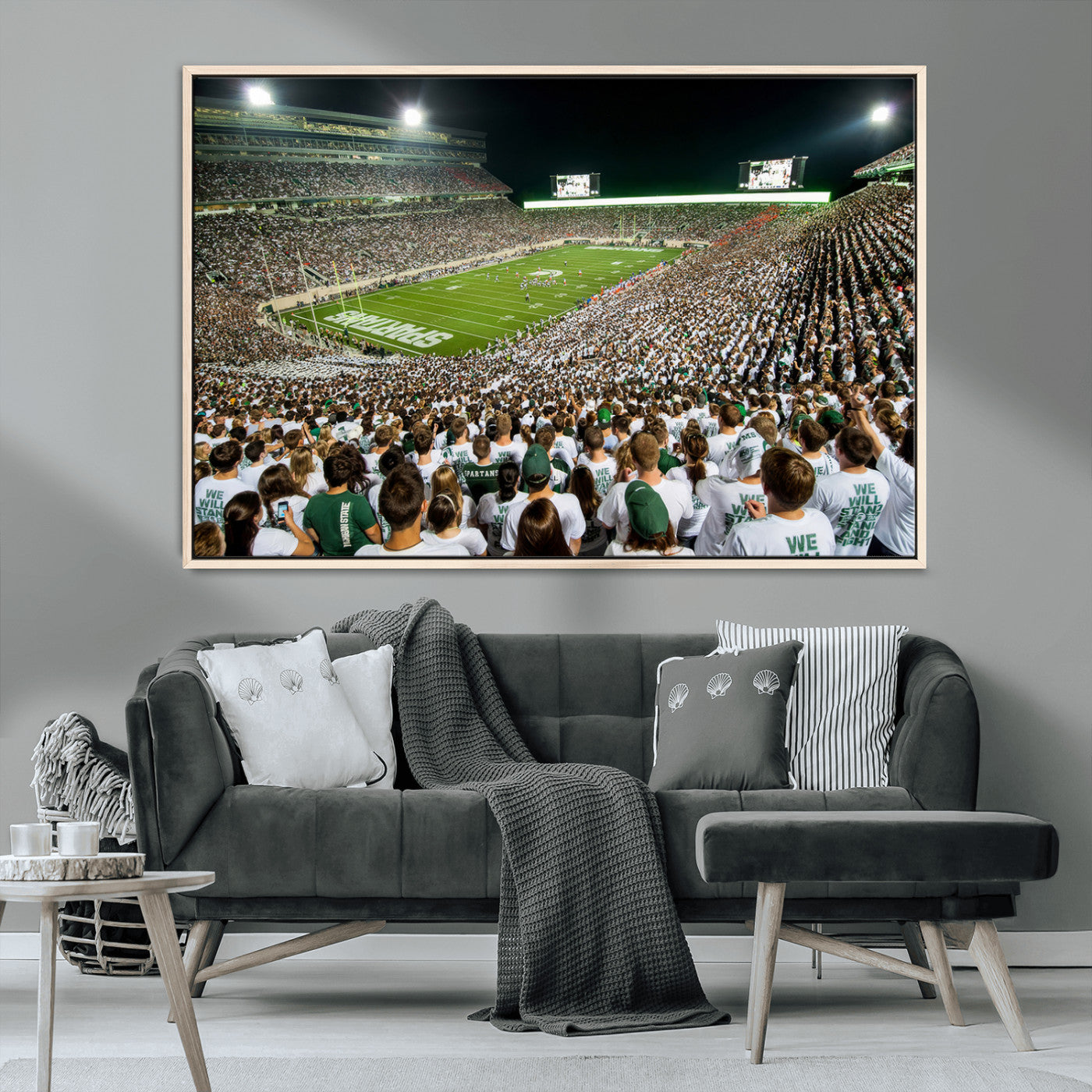 MGV-FC-36X24 - Michigan State Spartans Football Canvas Print - East Lansing Spartan Stadium Wall Art Canvas Print