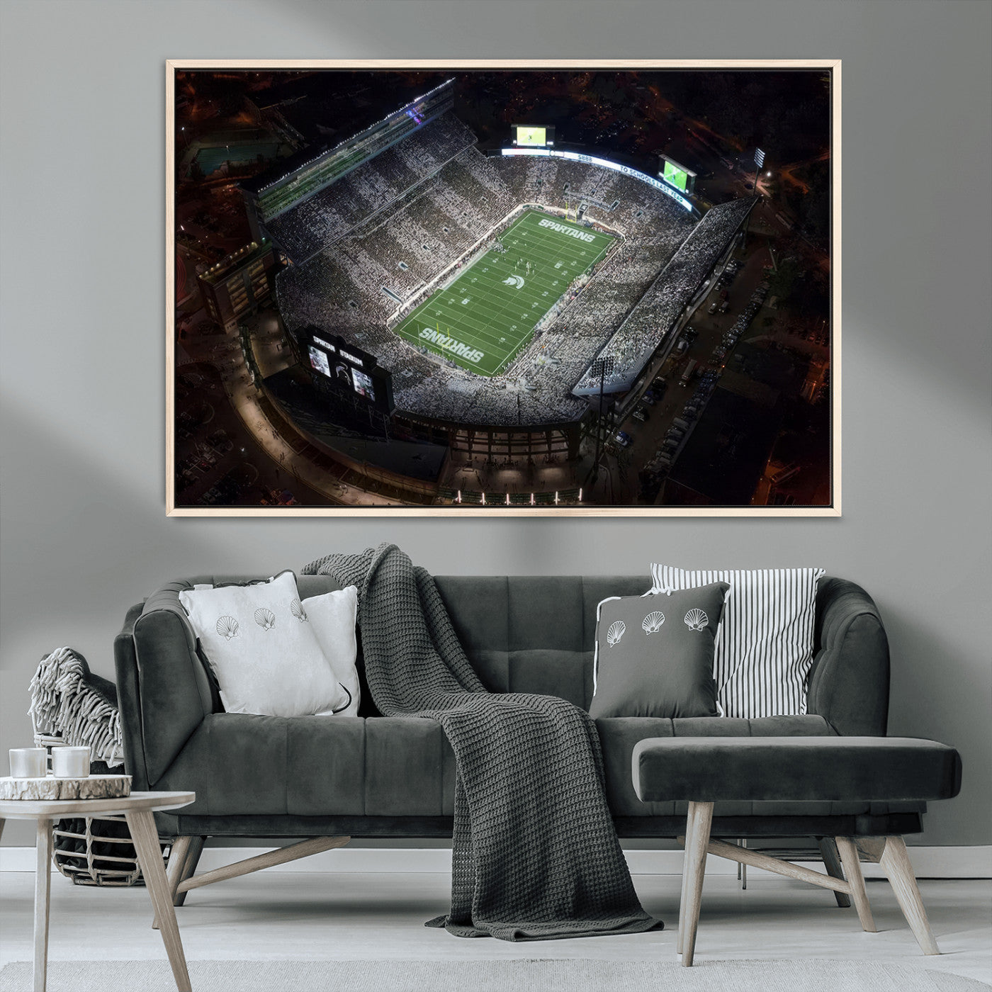 MGV-FC-36X24 - Michigan State Spartans Football Team Print - East Lansing Spartan Stadium Print Wall Art