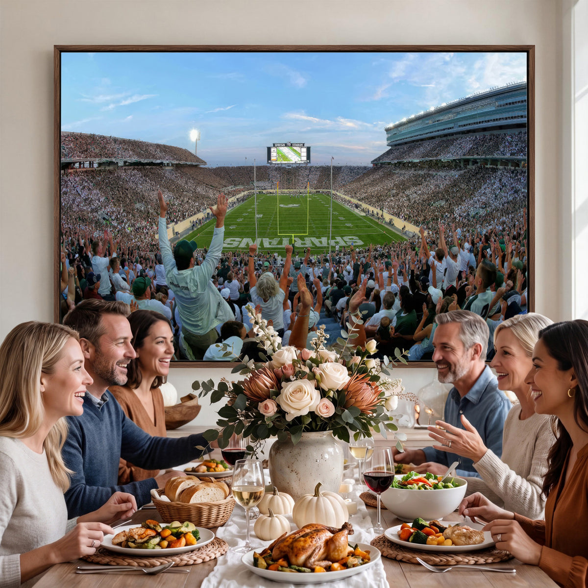 73105-PAN-FL-20X10 - Michigan State Spartans Football Team Art Print - East Lansing Spartan Stadium Wall Art Canvas Print