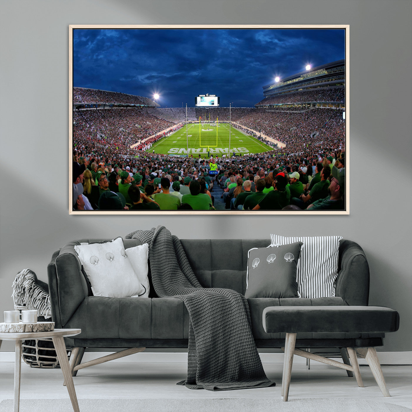 MGV-FC-36X24 - Michigan State Spartans Football Team Print - East Lansing Spartan Stadium Wall Art Canvas Print