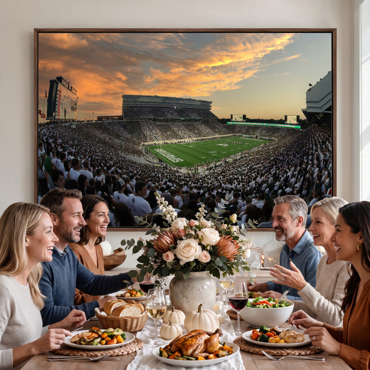 99155-PAN-FL-20X10 - Michigan State Spartans Football Team Print - East Lansing Spartan Stadium Wall Art Canvas Print