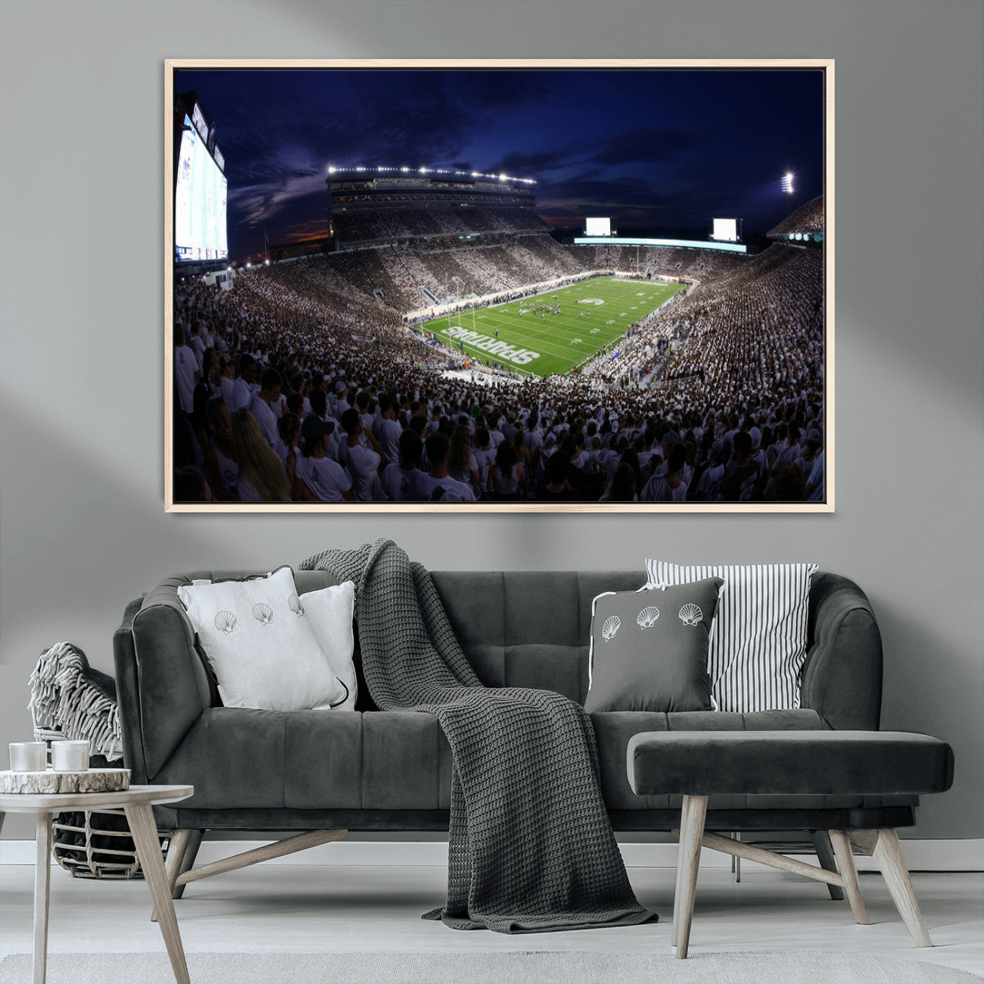 MGV-FC-36X24 - Michigan State Spartans Canvas, Framed Football Team Print - East Lansing Spartan Stadium Wall Art