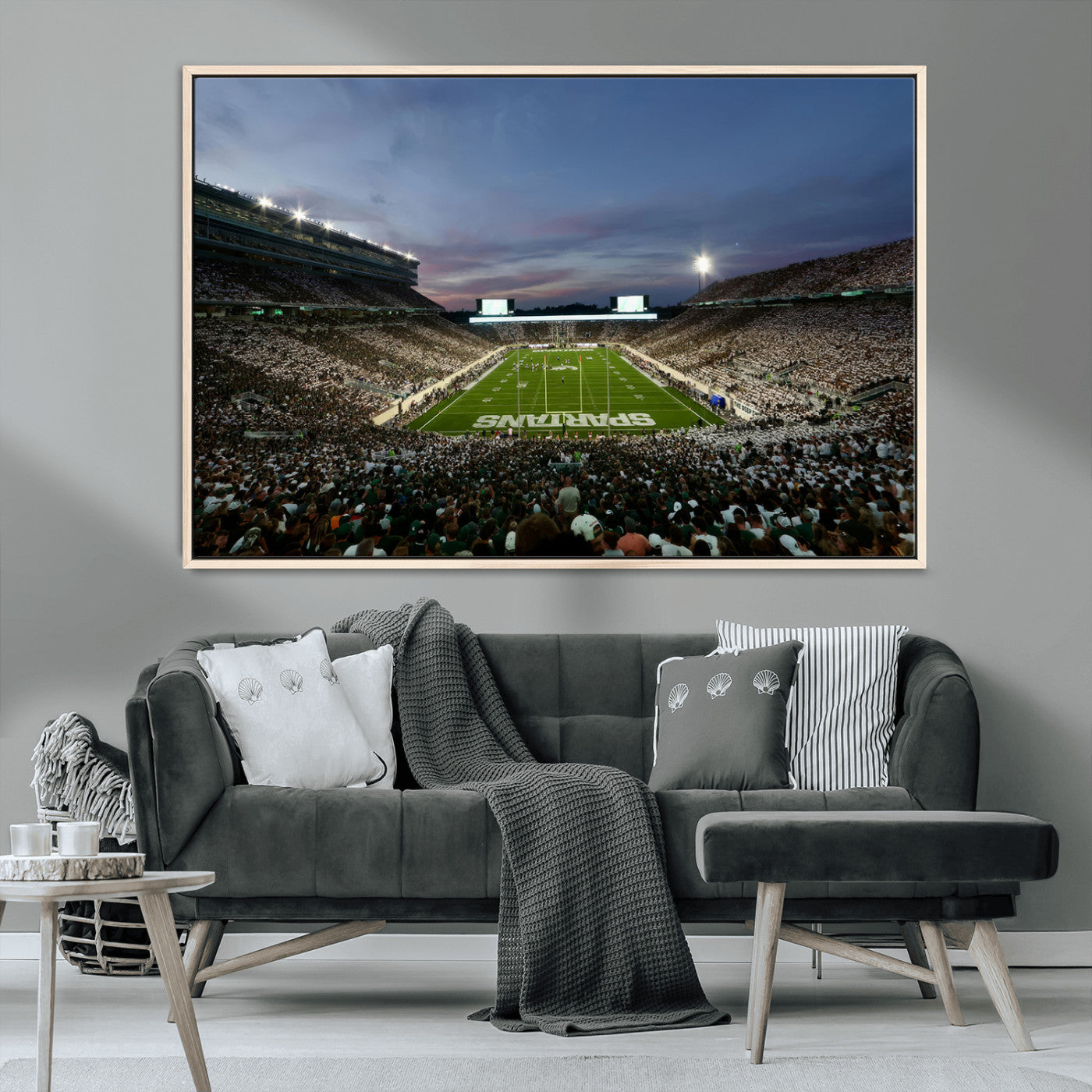 MGV-FC-36X24 - Michigan State Spartans Football Team Print - East Lansing Spartan Stadium Canvas Print
