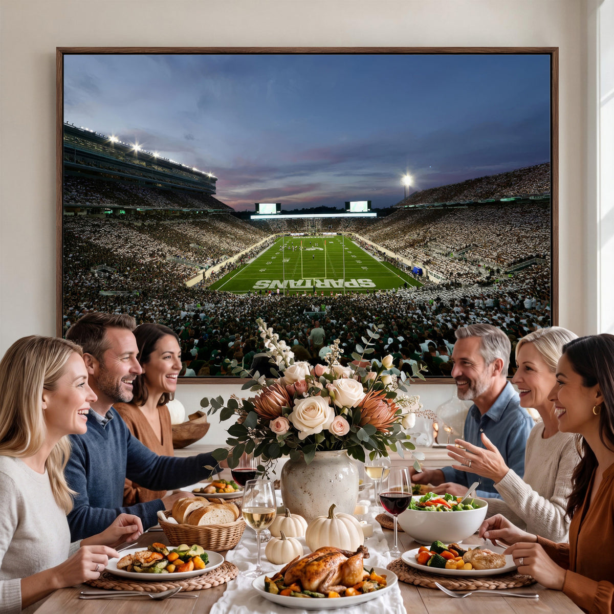 90831-PAN-FL-20X10 - Michigan State Spartans Football Team Print - East Lansing Spartan Stadium Canvas Print