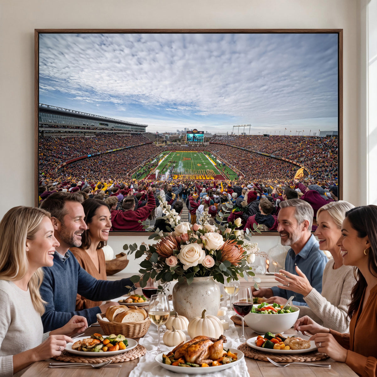 38459-PAN-FL-20X10 - University of Minnesota Golden Gophers Football Team Print - Minneapolis Huntington Bank Stadium Art
