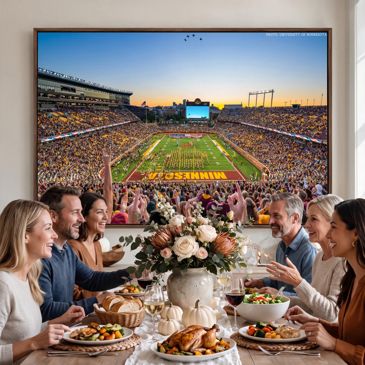 63452-PAN-FL-20X10 - University of Minnesota Golden Gophers Football Team Print - Minneapolis Huntington Bank Stadium