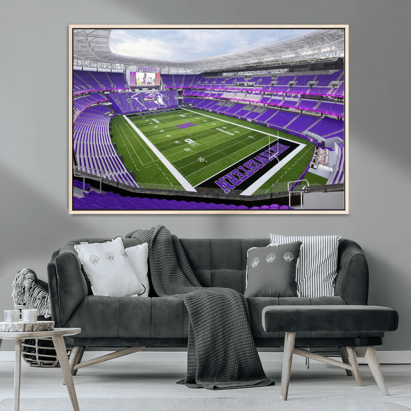 MGV-FC-36X24 - Northwestern University Wildcats Football Team Print - Evanston Ryan Field Wall Art Canvas Print