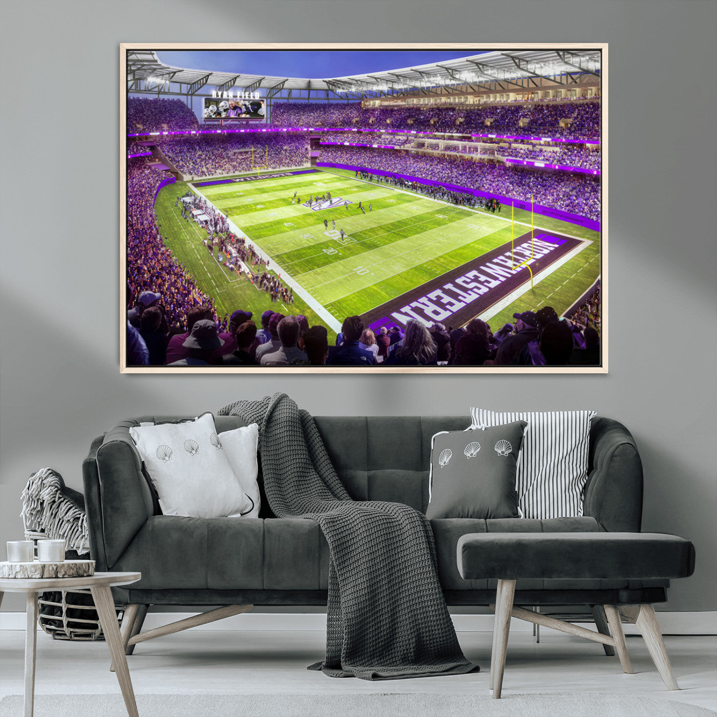 MGV-FC-36X24 - Northwestern University Wildcats Football Team Print - Evanston Ryan Field Wall Art Canvas Print