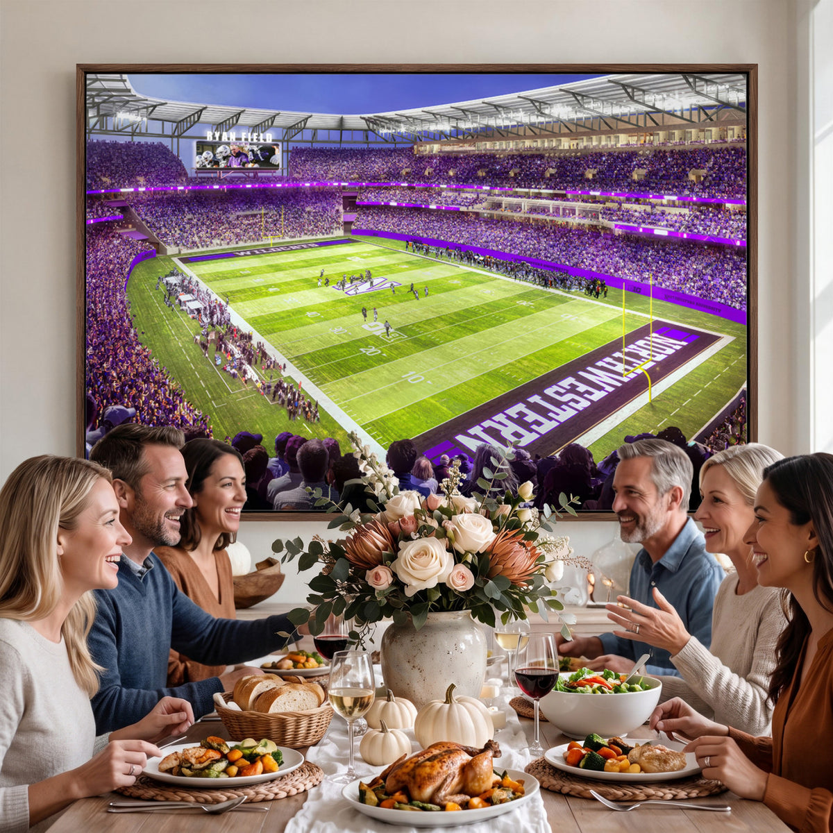 81245-MGV-CV-36X24 - Northwestern University Wildcats Football Team Print - Evanston Ryan Field Wall Art Canvas Print