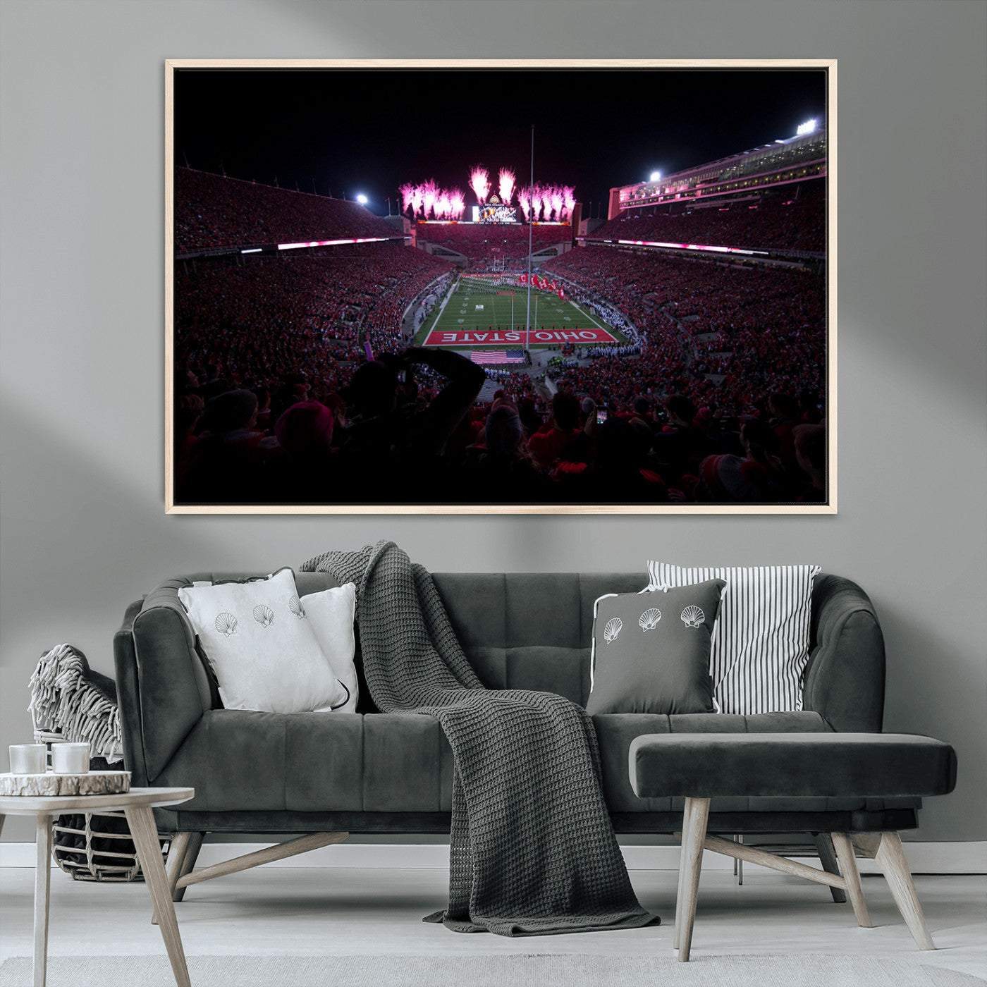 MGV-FC-36X24 - Ohio State University Buckeyes Football Team Print - Columbus Ohio Stadium Wall Art Canvas Print