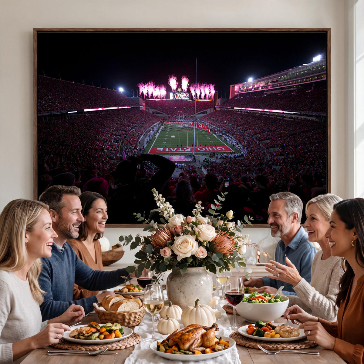 20483-PAN-FL-20X10 - Ohio State University Buckeyes Football Team Print - Columbus Ohio Stadium Wall Art Canvas Print
