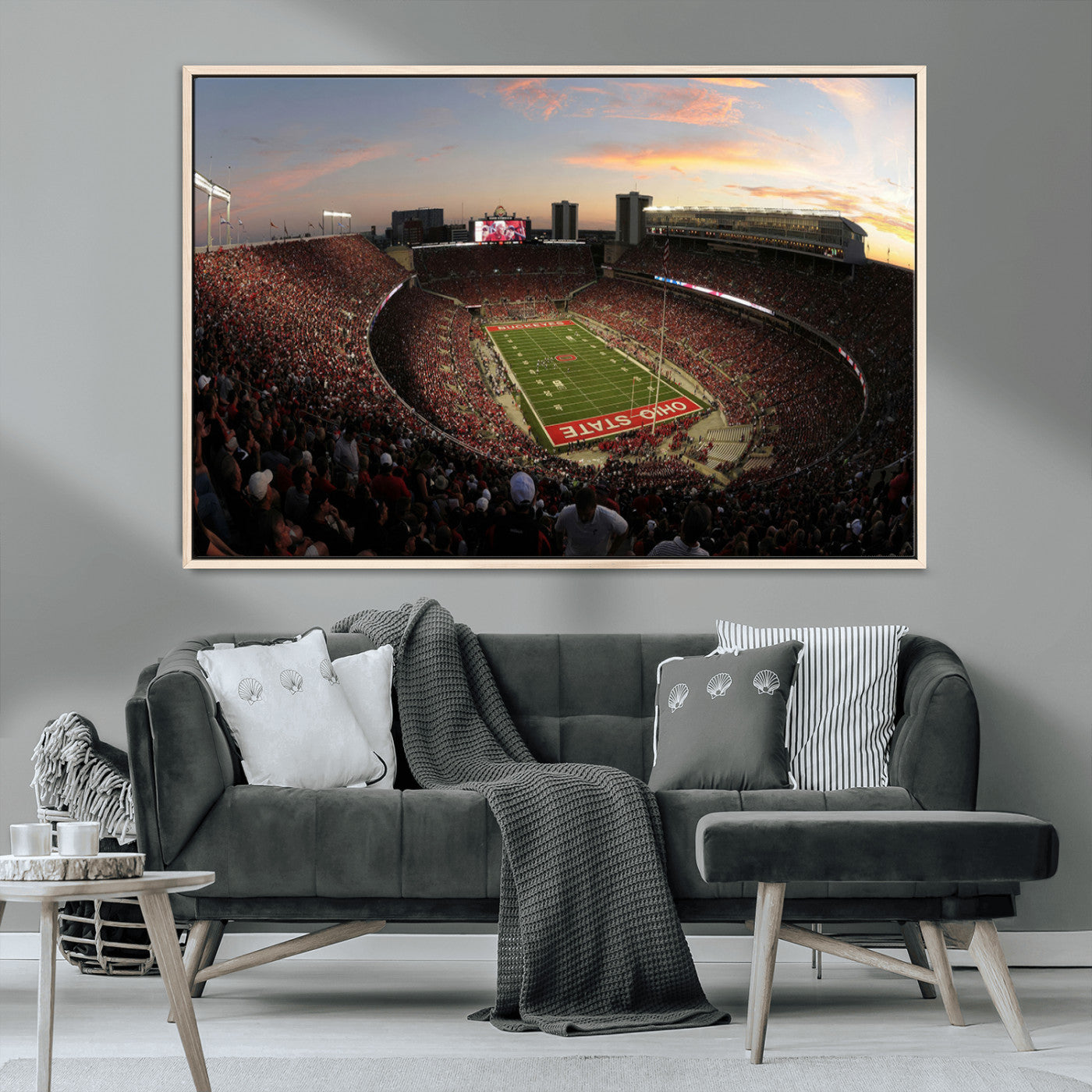 MGV-FC-36X24 - Ohio State University Buckeyes Football Team Print - Columbus Ohio Stadium Wall Art Canvas Print
