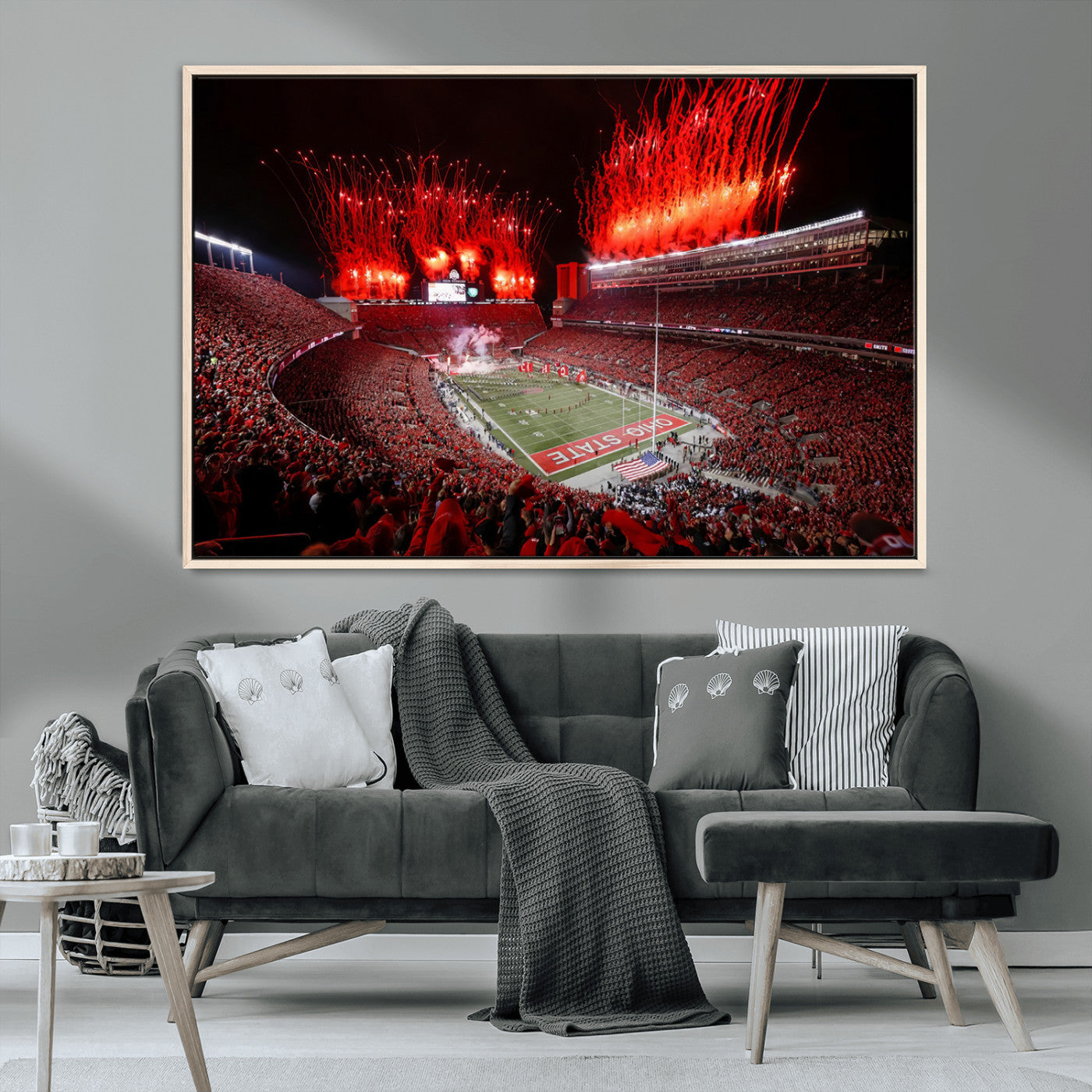 MGV-FC-36X24 - Ohio State University Buckeyes Football Team Print - Columbus Ohio Stadium Wall Art Canvas Print
