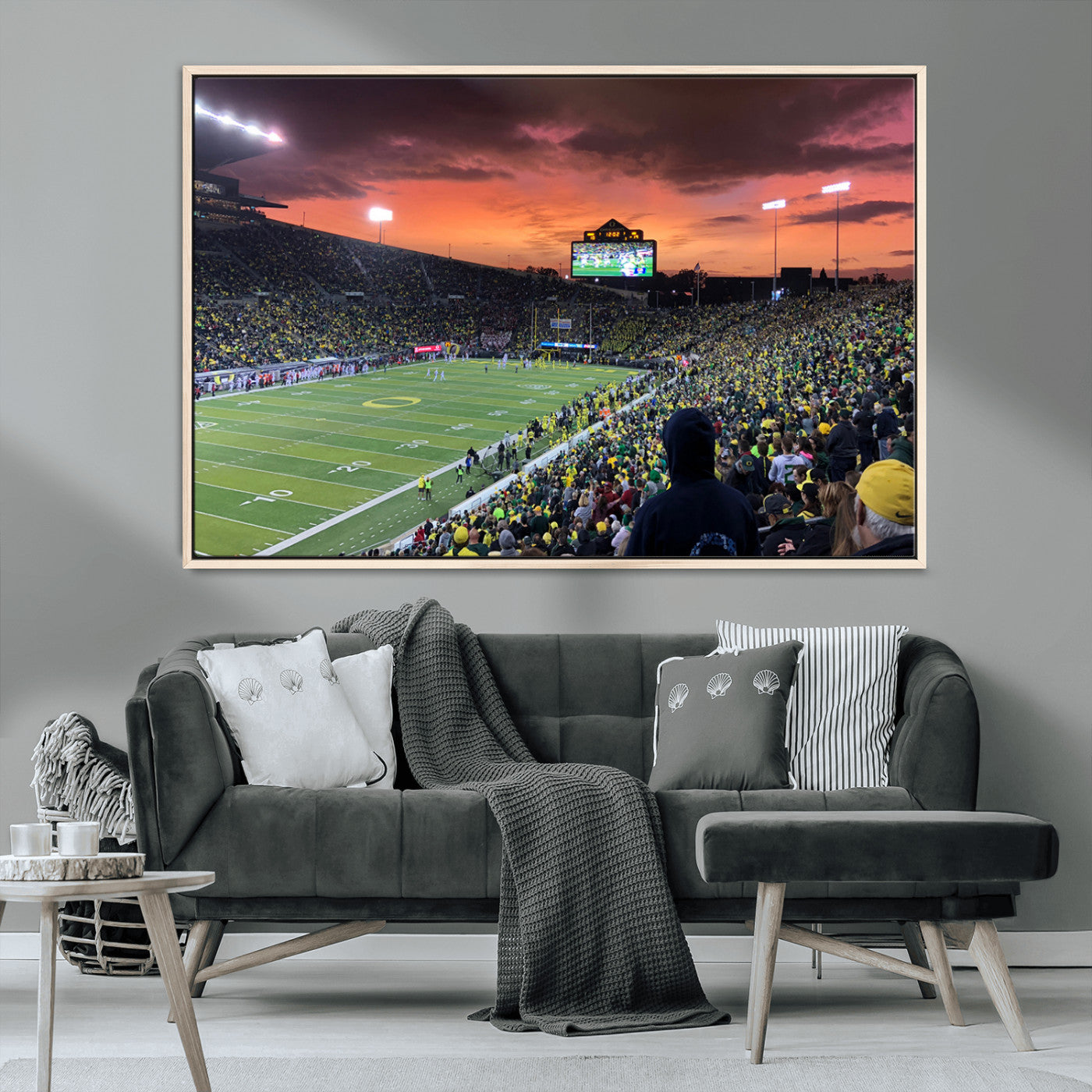 MGV-FC-36X24 - Eugene Autzen Stadium Canvas Wall Art Print – Sunset Over Iconic Football Field Wall Decor for Home
