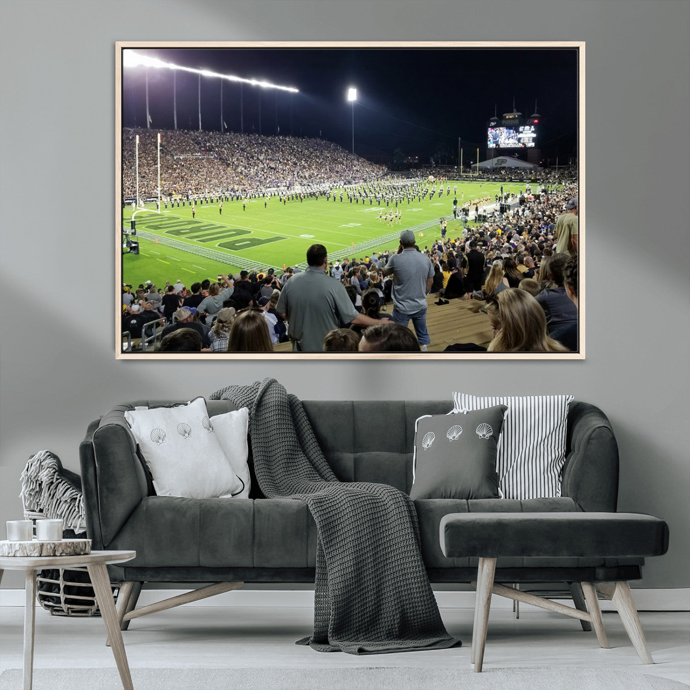 MGV-FC-36X24 - Purdue University Boilermakers Football Team Print - West Lafayette Ross-Ade Stadium Wall Art Canvas