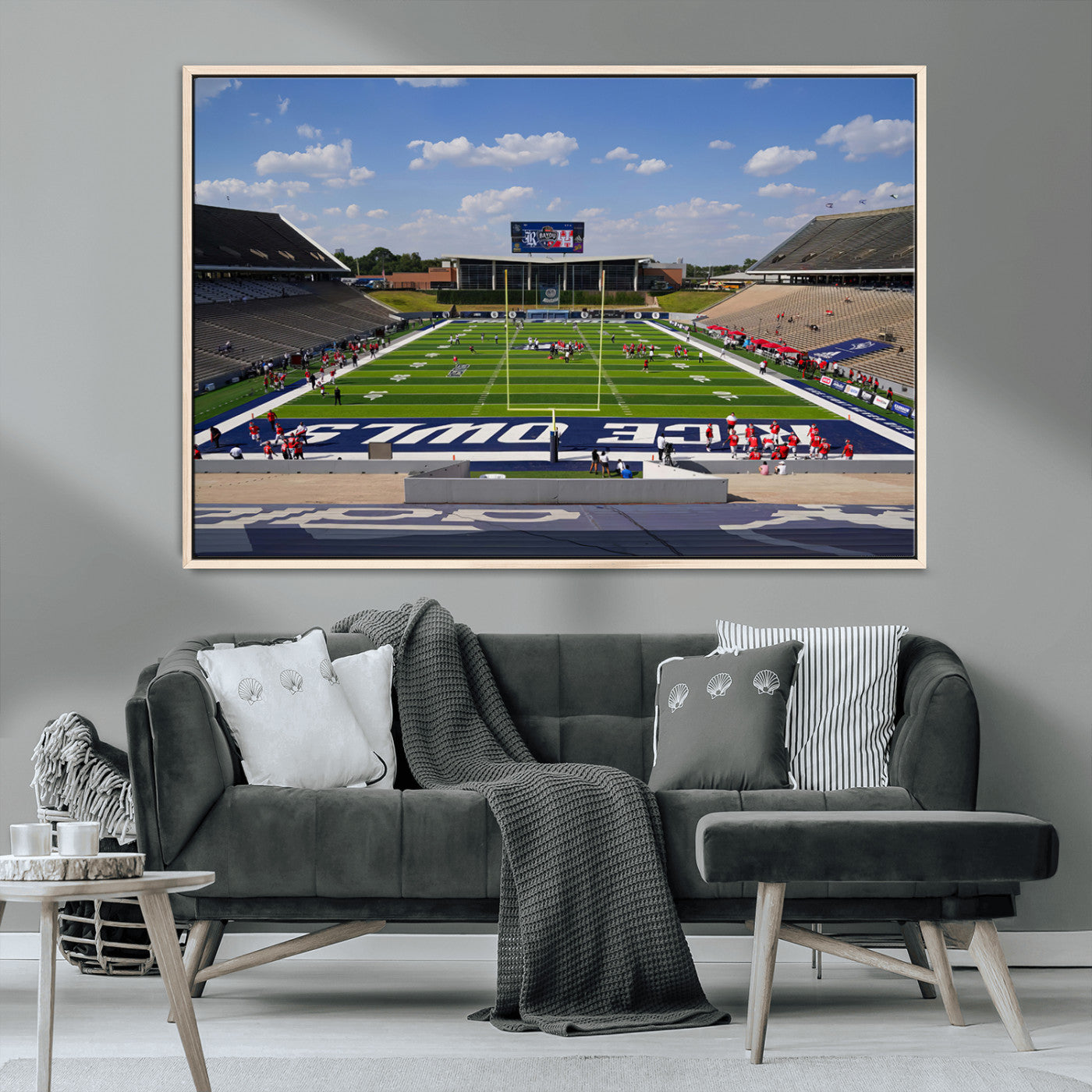 MGV-FC-36X24 - Rice University Owls Football Team Print - Houston Rice Stadium Wall Art Canvas Print