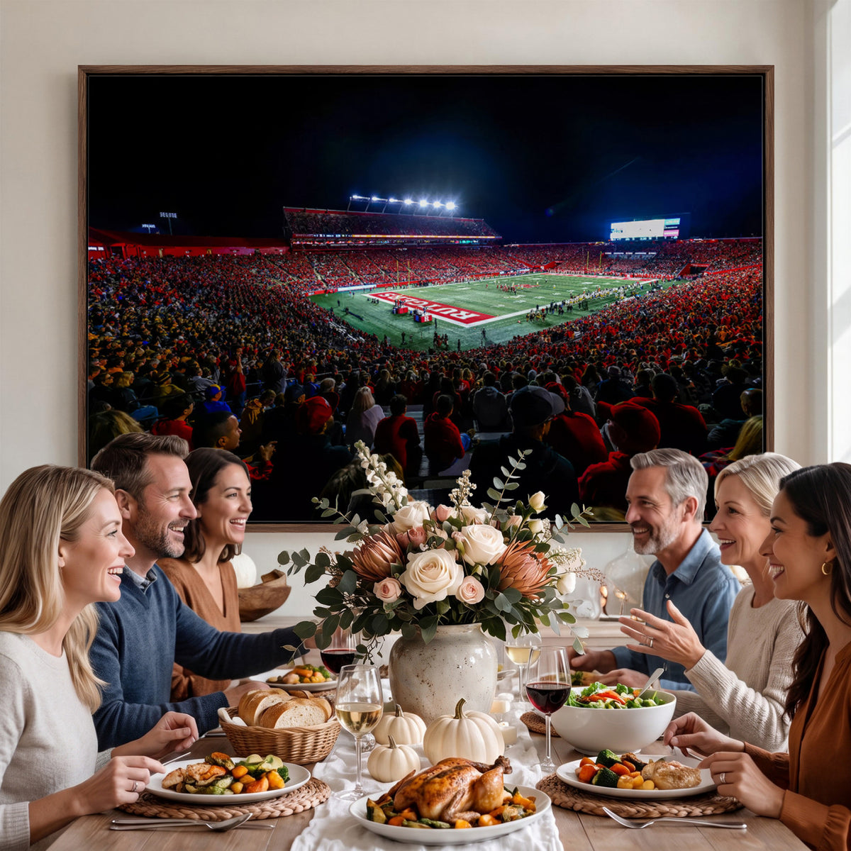 18115-PAN-FL-20X10 - Rutgers Scarlet Knights Football Team Print - SHI Stadium, Piscataway Wall Art Canvas Print