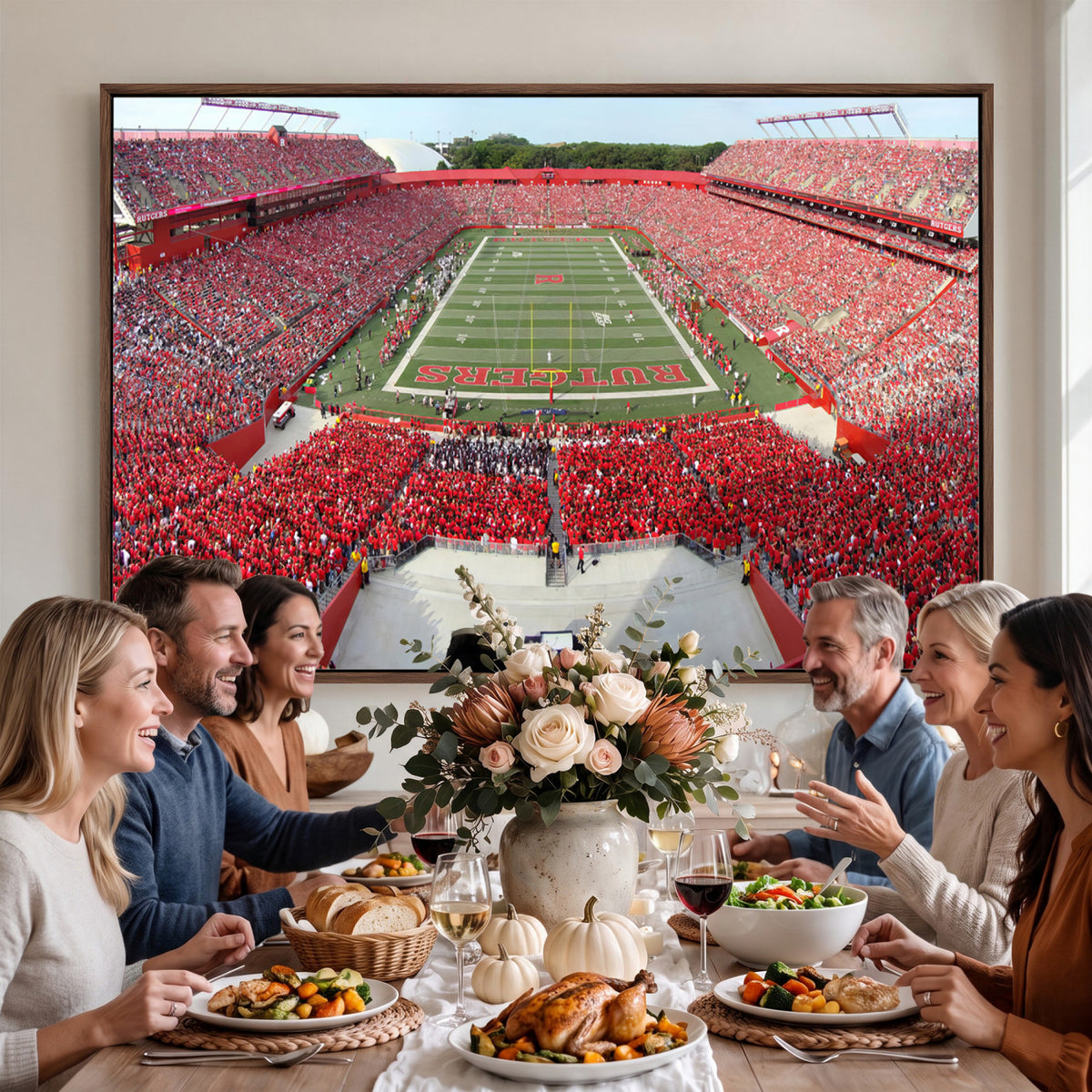 90818-PAN-FL-20X10 - Rutgers Scarlet Knights Football Team Print - Piscataway SHI Stadium Wall Art Canvas Print