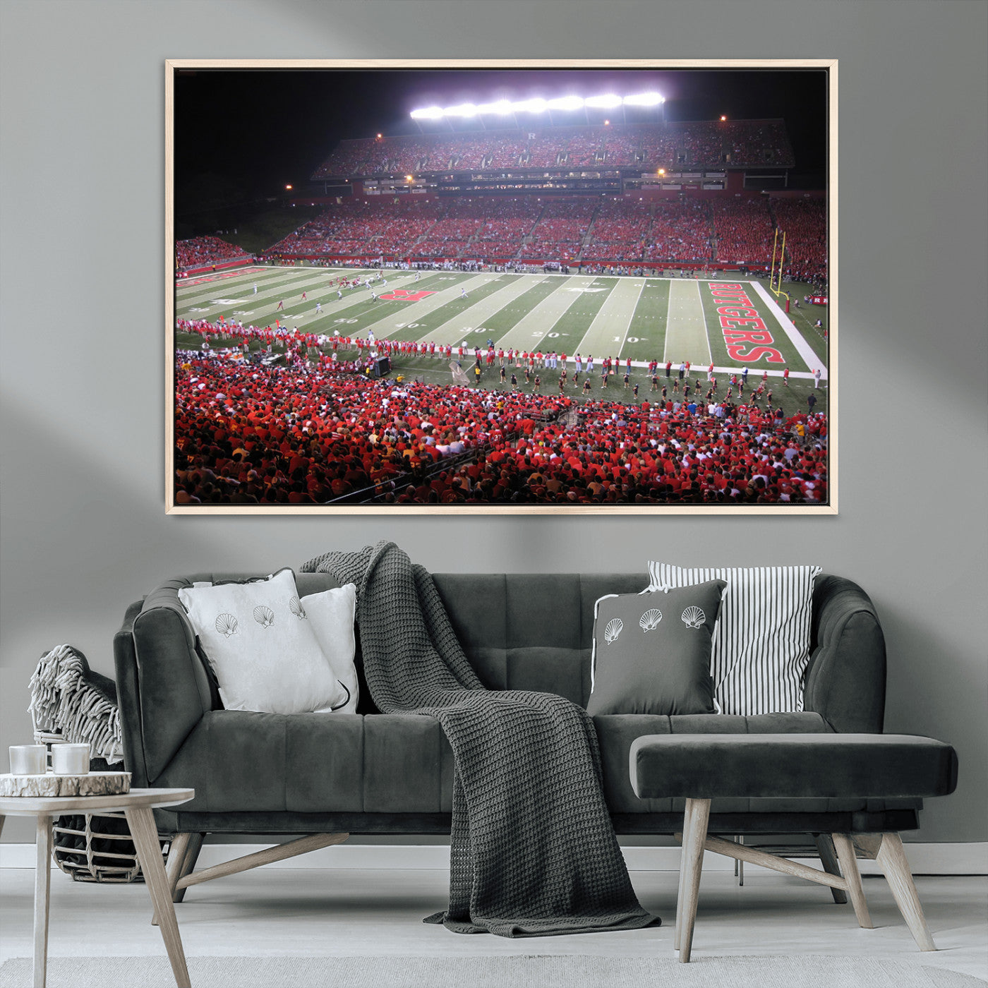 MGV-FC-36X24 - Rutgers University Scarlet Knights Football Team Print - Piscataway SHI Stadium Wall Art Canvas