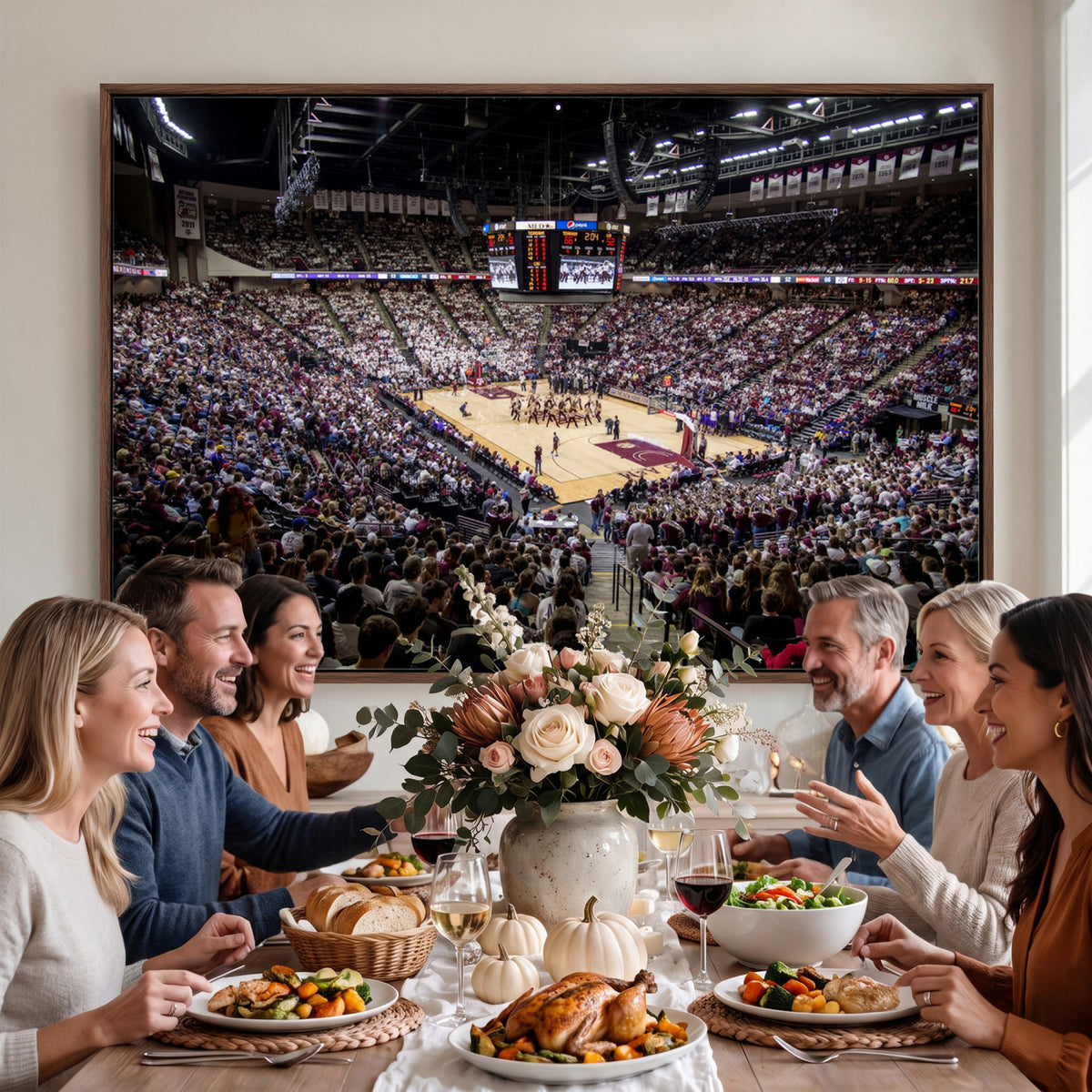 76876-MGV-CV-36X24 - University of Nebraska Cornhuskers Basketball Team Print - Lincoln Red Arena Wall Art Canvas Print