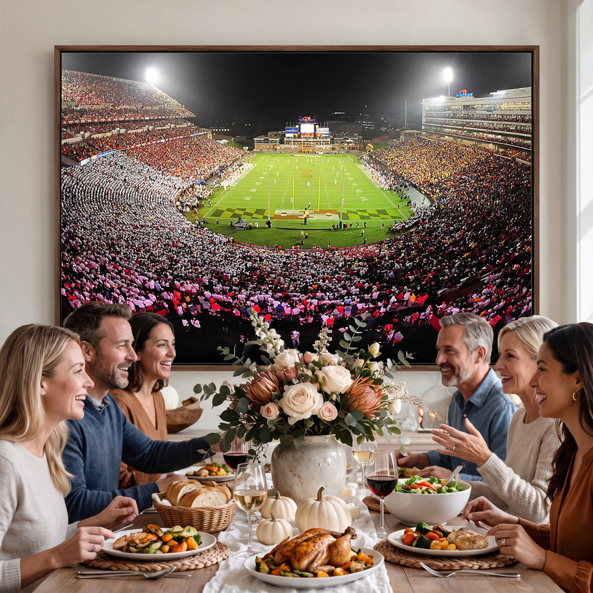 12091-PAN-FL-20X10 - University of Maryland Terrapins Football Team Print - College Park SECU Stadium Wall Art Canvas