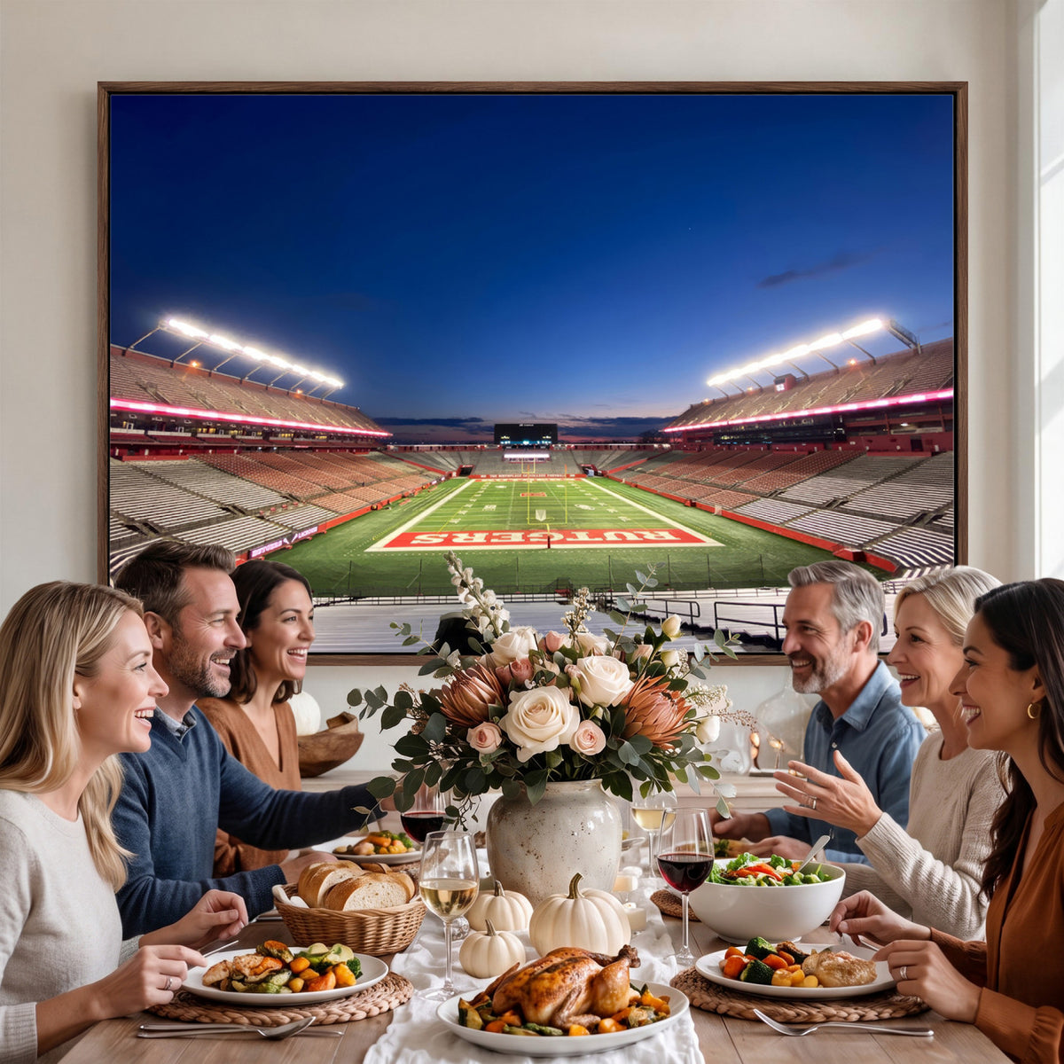 15051-MGV-CV-36X24 - Rutgers Scarlet Knights Football Team Print, Piscataway SHI Stadium