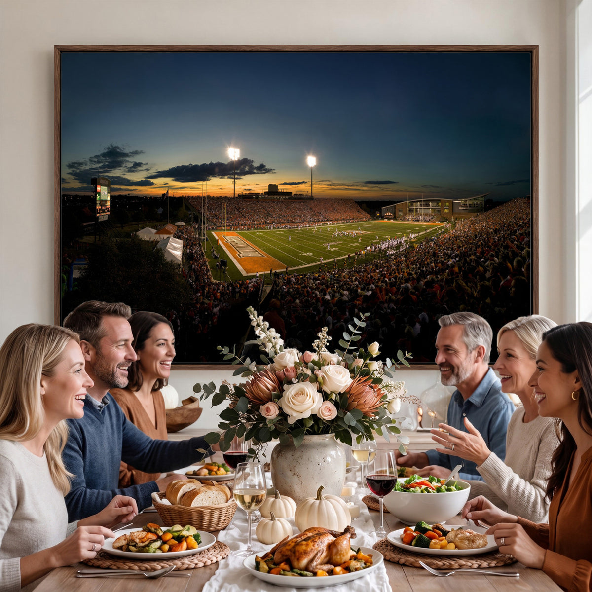 15980-PAN-FL-20X10 - Ball State Cardinals Football Team Print - Muncie Scheumann Stadium Wall Art Canvas Print