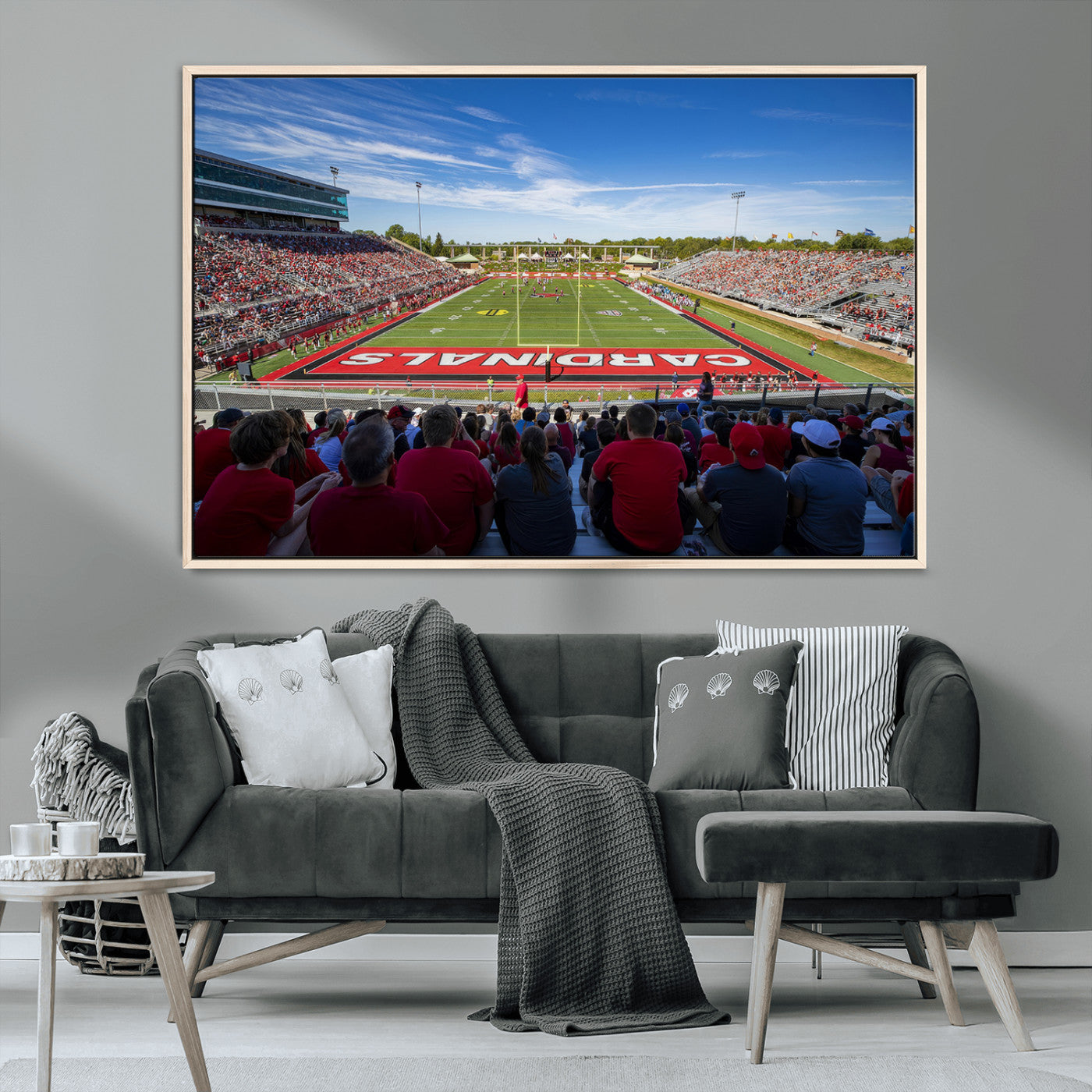 MGV-FC-36X24 - Ball State Cardinals Football Team Print - Muncie Scheumann Stadium Wall Art Canvas Print