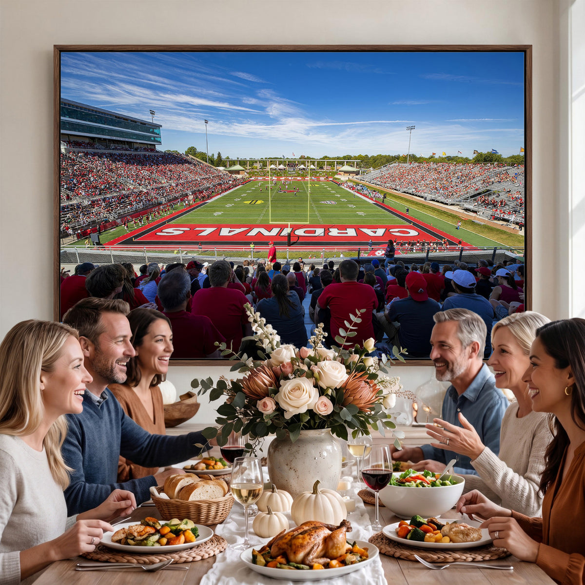 71475-PAN-FL-20X10 - Ball State Cardinals Football Team Print - Muncie Scheumann Stadium Wall Art Canvas Print