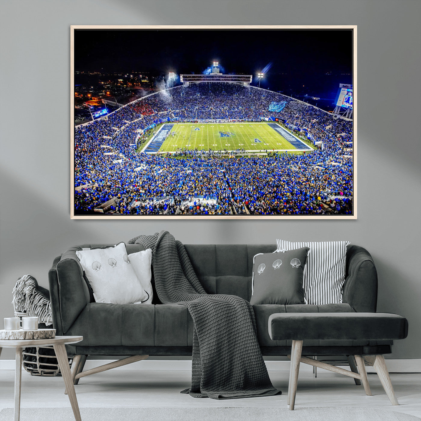 MGV-FC-36X24 - University of Memphis Tigers Football Team Print - Memphis Simmons Bank Liberty Stadium Wall Art
