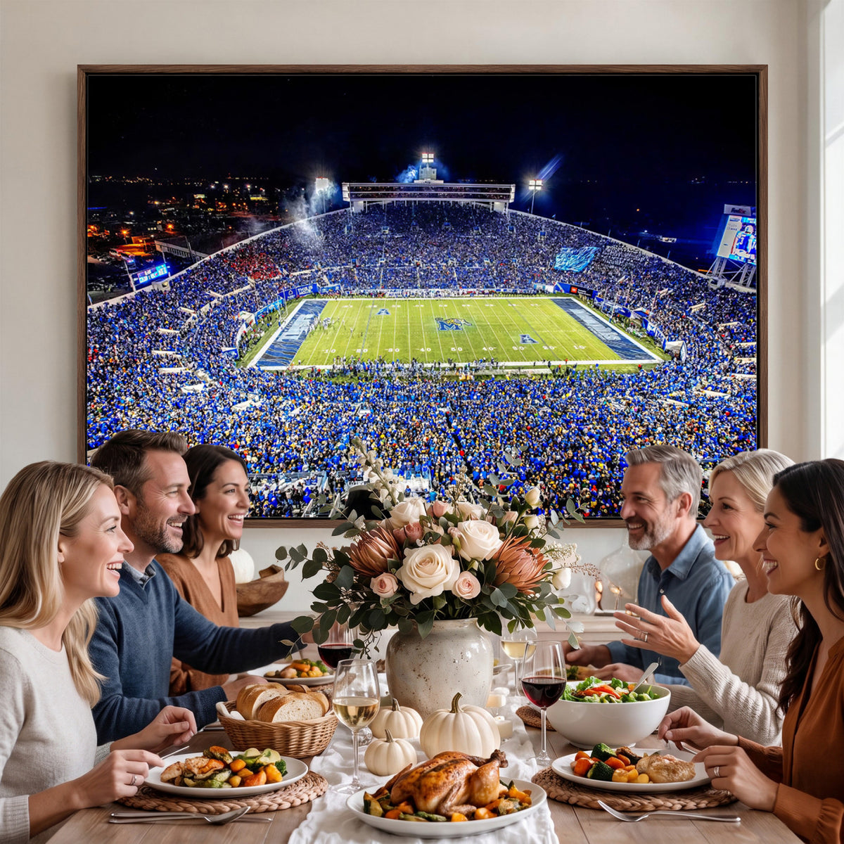 11665-PAN-FL-20X10 - University of Memphis Tigers Football Team Print - Memphis Simmons Bank Liberty Stadium Wall Art